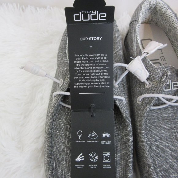 Hey Dude Wally Loafers Shoes Ash Gray Cross Hatch Size 9 NWT - Picture 7 of 10
